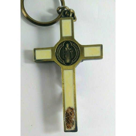 Religious Crucifixion Key Ring Chain Fob INRI Jesus On The Cross Enamel Metal - Picture 4 of 5